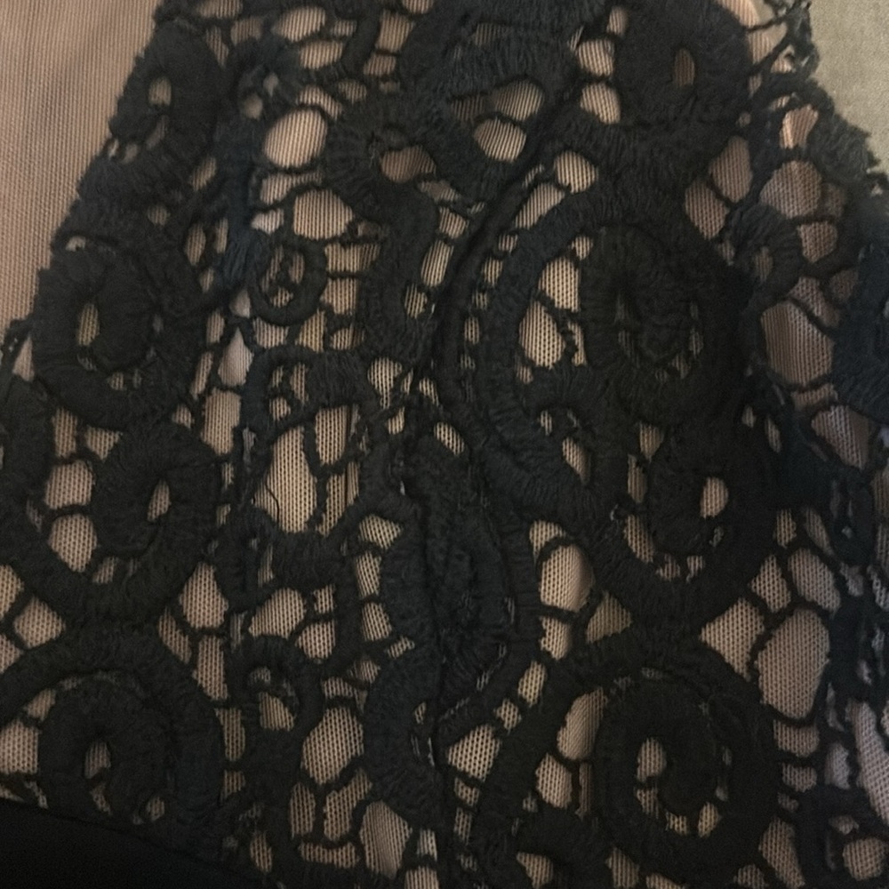 Blessed Are The Meek Lace Peplum Party Dress Sleeveless Black Size 1 - Picture 13 of 14